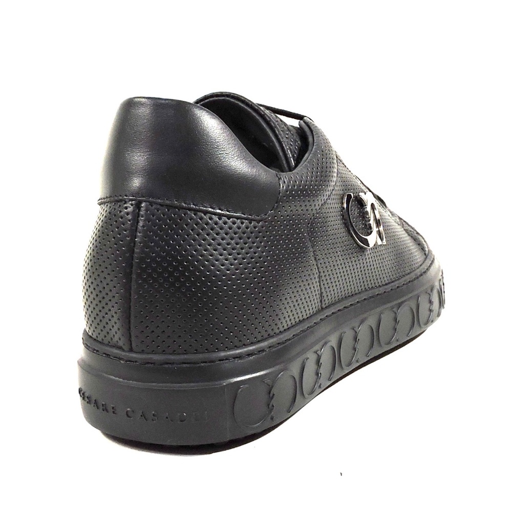 CASADEI 🇮🇹 MEN'S BLACK SOFT LEATHER COMFORT FASHION SNEAKERS - Picture 5 of 8